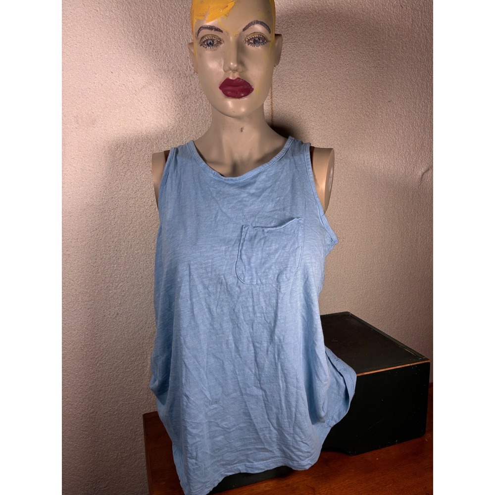Sonoma Tank Top Womens M Blue Good Sleeveless Pocket Slub Cotton